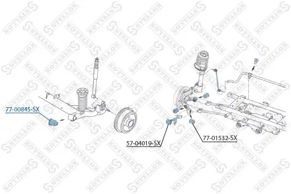 Lagerung, Lenker Hinterachse links Hinterachse rechts STELLOX 77-00845-SX