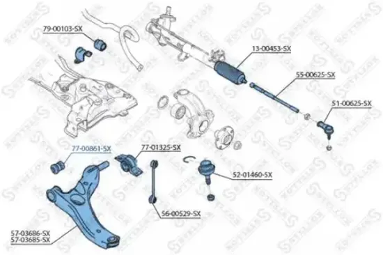 Lagerung, Lenker Vorderachse links Vorderachse rechts STELLOX 77-00861-SX Bild Lagerung, Lenker Vorderachse links Vorderachse rechts STELLOX 77-00861-SX