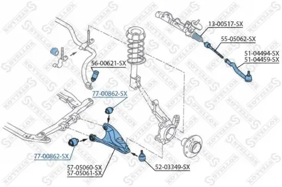 Lagerung, Lenker Vorderachse links Vorderachse rechts STELLOX 77-00862-SX Bild Lagerung, Lenker Vorderachse links Vorderachse rechts STELLOX 77-00862-SX