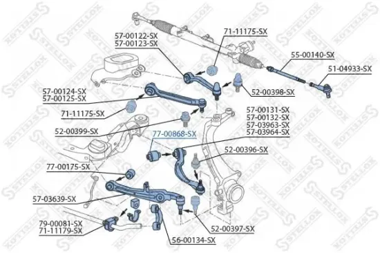 Lagerung, Lenker hinten unten Vorderachse links Vorderachse rechts STELLOX 77-00868-SX Bild Lagerung, Lenker hinten unten Vorderachse links Vorderachse rechts STELLOX 77-00868-SX
