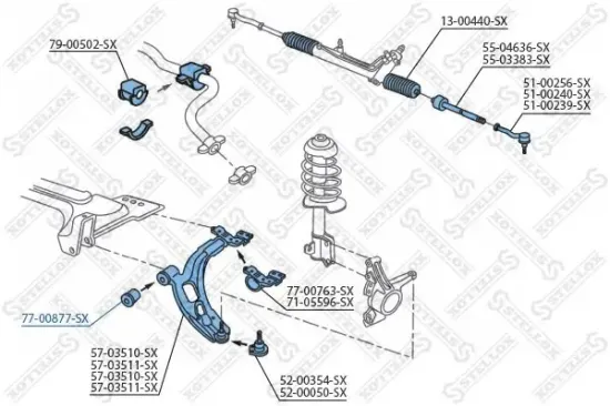 Lagerung, Lenker vorne Vorderachse links Vorderachse rechts STELLOX 77-00877-SX Bild Lagerung, Lenker vorne Vorderachse links Vorderachse rechts STELLOX 77-00877-SX