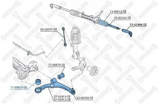 Lagerung, Lenker hinten Vorderachse links Vorderachse rechts STELLOX 77-00878-SX Bild Lagerung, Lenker hinten Vorderachse links Vorderachse rechts STELLOX 77-00878-SX