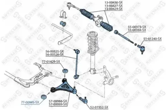 Lagerung, Lenker unten Vorderachse links Vorderachse rechts STELLOX 77-00945-SX Bild Lagerung, Lenker unten Vorderachse links Vorderachse rechts STELLOX 77-00945-SX