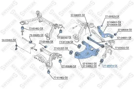 Lagerung, Lenker Hinterachse links Hinterachse rechts STELLOX 77-00974-SX Bild Lagerung, Lenker Hinterachse links Hinterachse rechts STELLOX 77-00974-SX