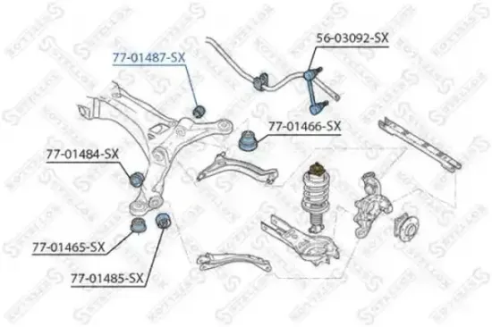 Lagerung, Lenker Hinterachse links Hinterachse rechts STELLOX 77-01487-SX Bild Lagerung, Lenker Hinterachse links Hinterachse rechts STELLOX 77-01487-SX