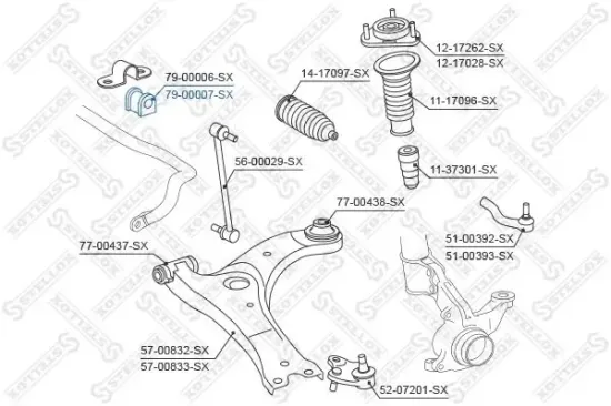 Lagerung, Stabilisator Vorderachse rechts STELLOX 79-00007-SX Bild Lagerung, Stabilisator Vorderachse rechts STELLOX 79-00007-SX