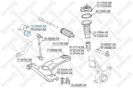 Lagerung, Stabilisator Vorderachse links STELLOX 79-00008-SX Bild Lagerung, Stabilisator Vorderachse links STELLOX 79-00008-SX