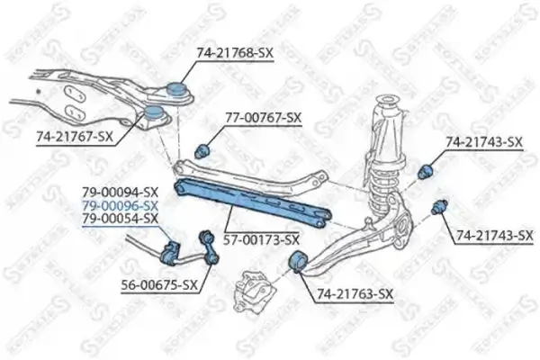 Lagerung, Stabilisator Hinterachse links Hinterachse rechts STELLOX 79-00096-SX