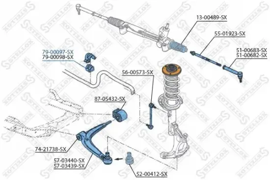 Lagerung, Stabilisator Vorderachse links Vorderachse rechts STELLOX 79-00097-SX Bild Lagerung, Stabilisator Vorderachse links Vorderachse rechts STELLOX 79-00097-SX