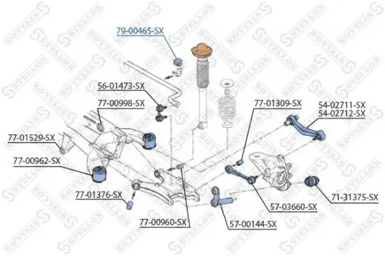 Lagerung, Stabilisator Hinterachse links Hinterachse rechts STELLOX 79-00465-SX Bild Lagerung, Stabilisator Hinterachse links Hinterachse rechts STELLOX 79-00465-SX