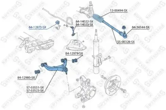 Lagerung, Stabilisator Vorderachse links Vorderachse rechts STELLOX 84-12875-SX Bild Lagerung, Stabilisator Vorderachse links Vorderachse rechts STELLOX 84-12875-SX