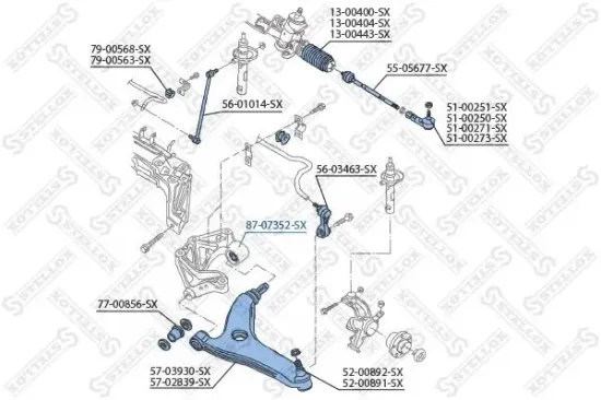 Lagerung, Lenker hinten Vorderachse links Vorderachse rechts STELLOX 87-07352-SX Bild Lagerung, Lenker hinten Vorderachse links Vorderachse rechts STELLOX 87-07352-SX