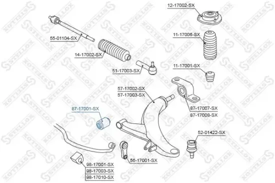 Lagerung, Lenker Vorderachse links Vorderachse rechts STELLOX 87-17001-SX Bild Lagerung, Lenker Vorderachse links Vorderachse rechts STELLOX 87-17001-SX