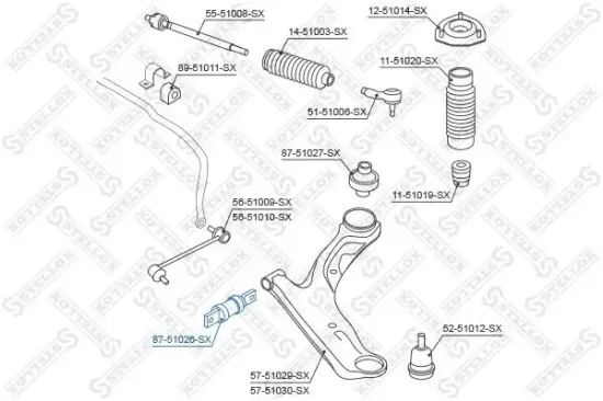 Lagerung, Lenker Vorderachse unten vorne STELLOX 87-51026-SX Bild Lagerung, Lenker Vorderachse unten vorne STELLOX 87-51026-SX