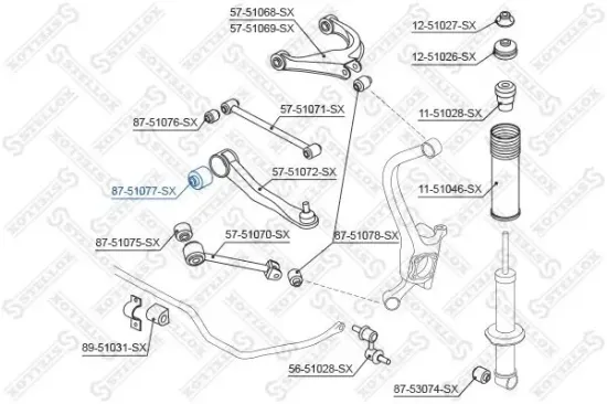 Lagerung, Lenker hinten unten STELLOX 87-51077-SX Bild Lagerung, Lenker hinten unten STELLOX 87-51077-SX