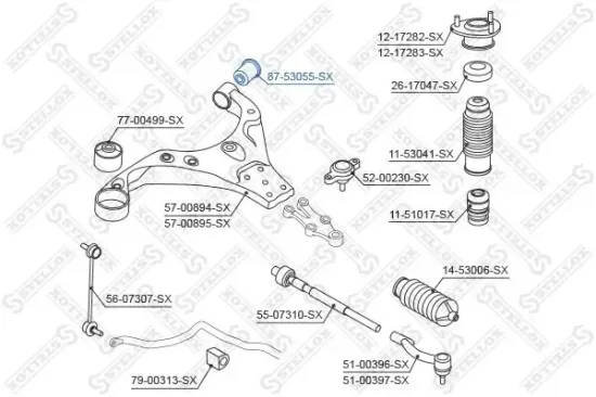 Lagerung, Lenker hinten unten STELLOX 87-53055-SX Bild Lagerung, Lenker hinten unten STELLOX 87-53055-SX