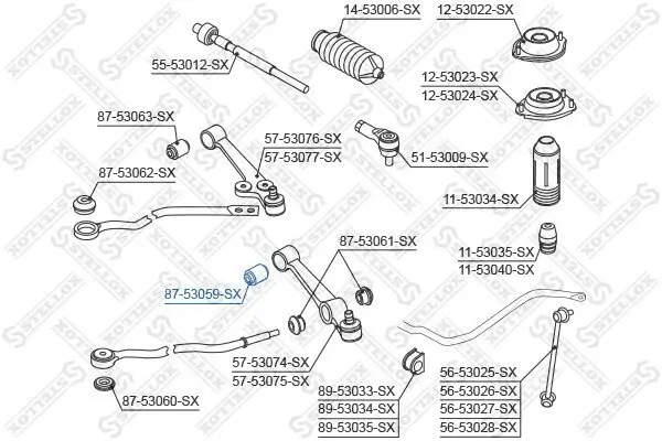 Lagerung, Lenker innen Vorderachse links Vorderachse rechts STELLOX 87-53059-SX