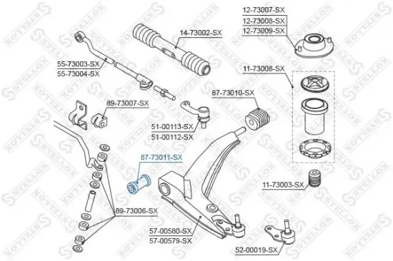 Lagerung, Lenker vorne Vorderachse links Vorderachse rechts STELLOX 87-73011-SX Bild Lagerung, Lenker vorne Vorderachse links Vorderachse rechts STELLOX 87-73011-SX