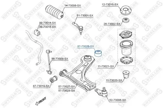 Lagerung, Lenker hinten Vorderachse links Vorderachse rechts STELLOX 87-73026-SX Bild Lagerung, Lenker hinten Vorderachse links Vorderachse rechts STELLOX 87-73026-SX