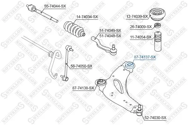 Lagerung, Lenker hinten Vorderachse links Vorderachse rechts STELLOX 87-74137-SX