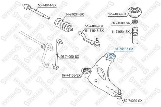 Lagerung, Lenker hinten Vorderachse links Vorderachse rechts STELLOX 87-74137-SX Bild Lagerung, Lenker hinten Vorderachse links Vorderachse rechts STELLOX 87-74137-SX