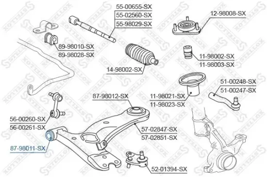 Lagerung, Lenker Vorderachse unten STELLOX 87-98011-SX Bild Lagerung, Lenker Vorderachse unten STELLOX 87-98011-SX