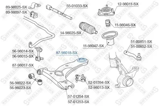 Lagerung, Lenker Vorderachse unten hinten beidseitig STELLOX 87-98018-SX Bild Lagerung, Lenker Vorderachse unten hinten beidseitig STELLOX 87-98018-SX