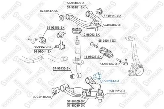 Lagerung, Lenker hinten Vorderachse oben STELLOX 87-98141-SX Bild Lagerung, Lenker hinten Vorderachse oben STELLOX 87-98141-SX