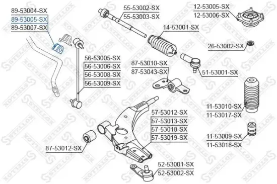 Lagerung, Stabilisator STELLOX 89-53005-SX Bild Lagerung, Stabilisator STELLOX 89-53005-SX