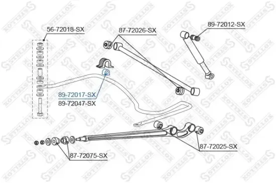 Lagerung, Stabilisator Hinterachse links Hinterachse rechts STELLOX 89-72017-SX Bild Lagerung, Stabilisator Hinterachse links Hinterachse rechts STELLOX 89-72017-SX