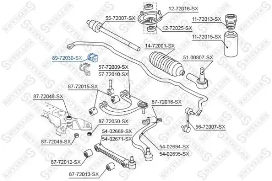 Lagerung, Stabilisator Vorderachse links Vorderachse rechts STELLOX 89-72030-SX Bild Lagerung, Stabilisator Vorderachse links Vorderachse rechts STELLOX 89-72030-SX