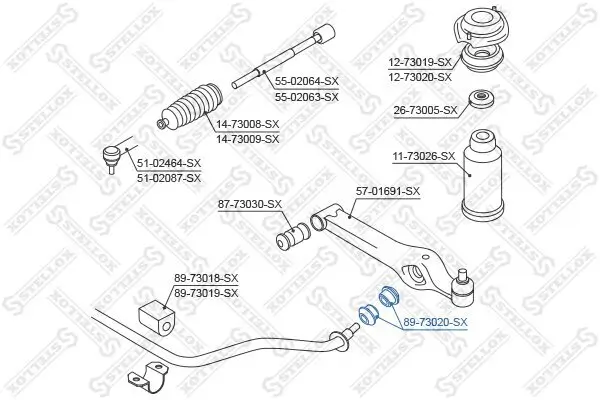 Lagerung, Stabilisator vorne außen STELLOX 89-73020-SX