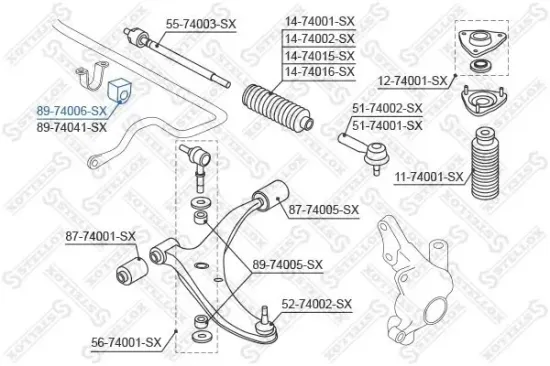 Lagerung, Stabilisator Vorderachse links Vorderachse rechts STELLOX 89-74006-SX Bild Lagerung, Stabilisator Vorderachse links Vorderachse rechts STELLOX 89-74006-SX
