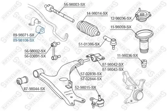 Lagerung, Stabilisator vorne STELLOX 89-98108-SX Bild Lagerung, Stabilisator vorne STELLOX 89-98108-SX
