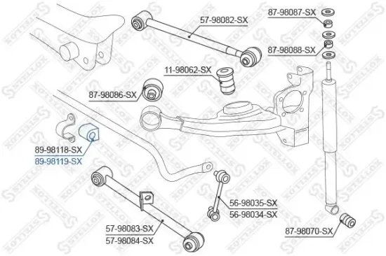 Lagerung, Stabilisator Hinterachse links Hinterachse rechts STELLOX 89-98119-SX Bild Lagerung, Stabilisator Hinterachse links Hinterachse rechts STELLOX 89-98119-SX