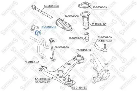 Lagerung, Stabilisator Vorderachse links Vorderachse rechts STELLOX 89-98166-SX Bild Lagerung, Stabilisator Vorderachse links Vorderachse rechts STELLOX 89-98166-SX