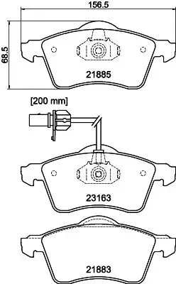 Bremsbelagsatz, Scheibenbremse Vorderachse HELLA PAGID 8DB 355 008-931 Bild Bremsbelagsatz, Scheibenbremse Vorderachse HELLA PAGID 8DB 355 008-931