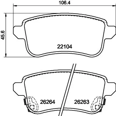 Bremsbelagsatz, Scheibenbremse Hinterachse HELLA PAGID 8DB 355 040-811 Bild Bremsbelagsatz, Scheibenbremse Hinterachse HELLA PAGID 8DB 355 040-811