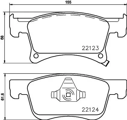 Bremsbelagsatz, Scheibenbremse Vorderachse HELLA PAGID 8DB 355 023-021 Bild Bremsbelagsatz, Scheibenbremse Vorderachse HELLA PAGID 8DB 355 023-021