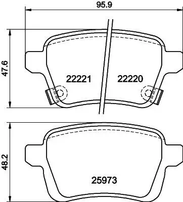 Bremsbelagsatz, Scheibenbremse Hinterachse HELLA PAGID 8DB 355 024-651 Bild Bremsbelagsatz, Scheibenbremse Hinterachse HELLA PAGID 8DB 355 024-651
