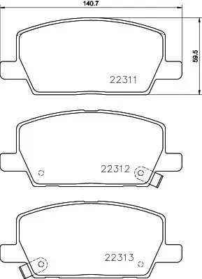Bremsbelagsatz, Scheibenbremse Vorderachse HELLA PAGID 8DB 355 040-001 Bild Bremsbelagsatz, Scheibenbremse Vorderachse HELLA PAGID 8DB 355 040-001