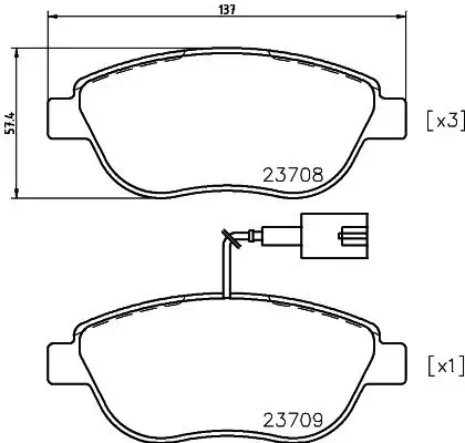 Bremsbelagsatz, Scheibenbremse Vorderachse HELLA PAGID 8DB 355 018-831 Bild Bremsbelagsatz, Scheibenbremse Vorderachse HELLA PAGID 8DB 355 018-831