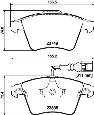 Bremsbelagsatz, Scheibenbremse Vorderachse HELLA PAGID 8DB 355 011-621 Bild Bremsbelagsatz, Scheibenbremse Vorderachse HELLA PAGID 8DB 355 011-621