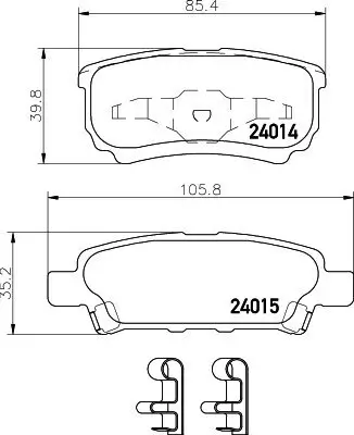 Bremsbelagsatz, Scheibenbremse Hinterachse HELLA PAGID 8DB 355 010-811 Bild Bremsbelagsatz, Scheibenbremse Hinterachse HELLA PAGID 8DB 355 010-811