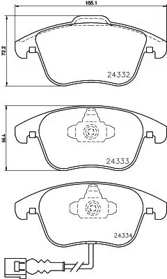 Bremsbelagsatz, Scheibenbremse Vorderachse HELLA PAGID 8DB 355 014-031 Bild Bremsbelagsatz, Scheibenbremse Vorderachse HELLA PAGID 8DB 355 014-031