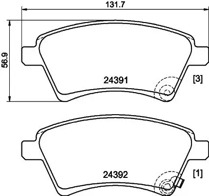 Bremsbelagsatz, Scheibenbremse HELLA PAGID 8DB 355 012-511 Bild Bremsbelagsatz, Scheibenbremse HELLA PAGID 8DB 355 012-511
