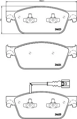 Bremsbelagsatz, Scheibenbremse Vorderachse HELLA PAGID 8DB 355 014-981 Bild Bremsbelagsatz, Scheibenbremse Vorderachse HELLA PAGID 8DB 355 014-981