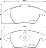Bremsbelagsatz, Scheibenbremse Vorderachse HELLA PAGID 8DB 355 023-151