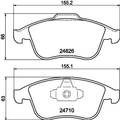 Bremsbelagsatz, Scheibenbremse Vorderachse HELLA PAGID 8DB 355 014-591 Bild Bremsbelagsatz, Scheibenbremse Vorderachse HELLA PAGID 8DB 355 014-591