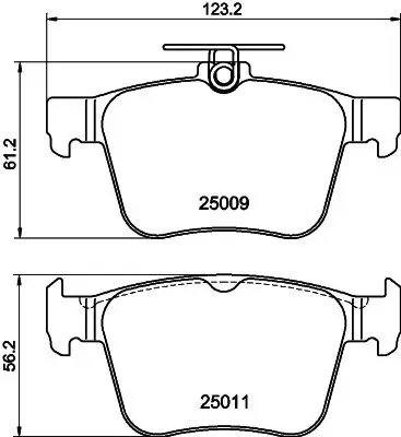 Bremsbelagsatz, Scheibenbremse Hinterachse HELLA PAGID 8DB 355 020-261 Bild Bremsbelagsatz, Scheibenbremse Hinterachse HELLA PAGID 8DB 355 020-261